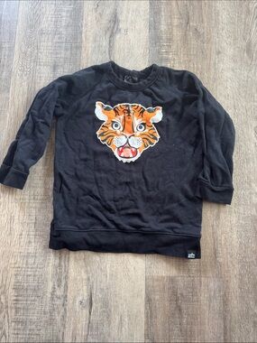 Kids Black Sweatshirt with Orange Tiger Patch
